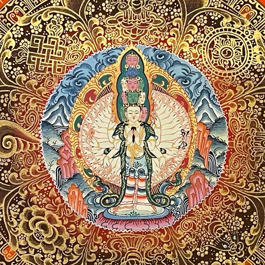 Lokeshwor Mantra Mandala thangka, detail: centre