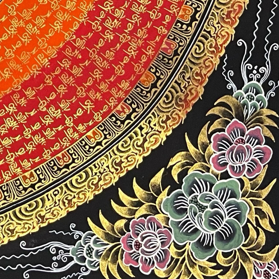 Lokeshwor Mantra Mandala thangka, detail: bottom-right corner