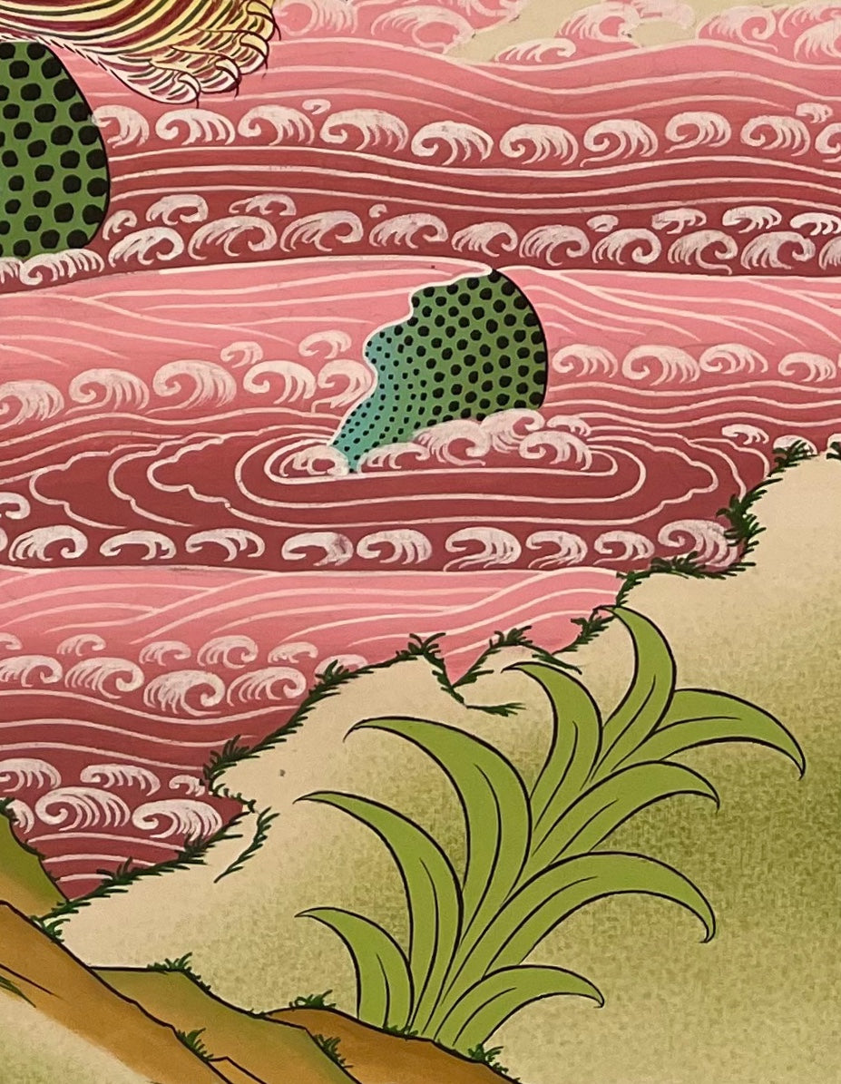 Rahula thangka, detail: bottom-right corner