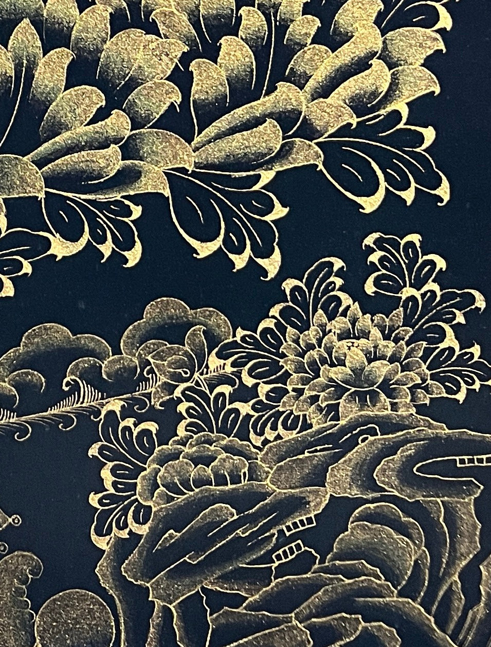 Saraswati thangka, detail: bottom-right corner