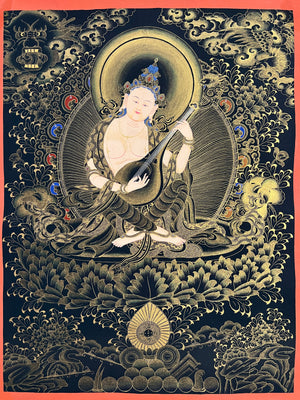 妙音天女唐卡 – 45×60 cm · 精品
