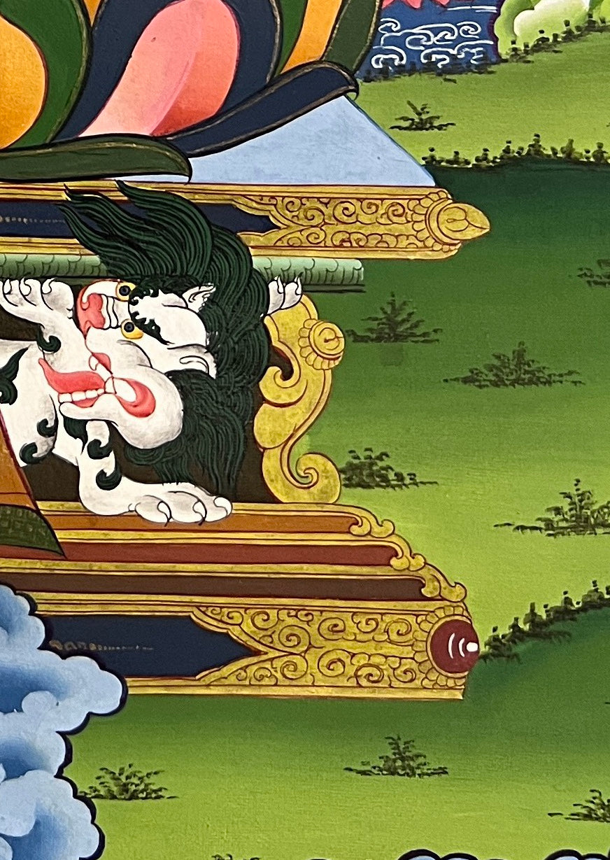 Vajradhara thangka, detail: bottom-right corner