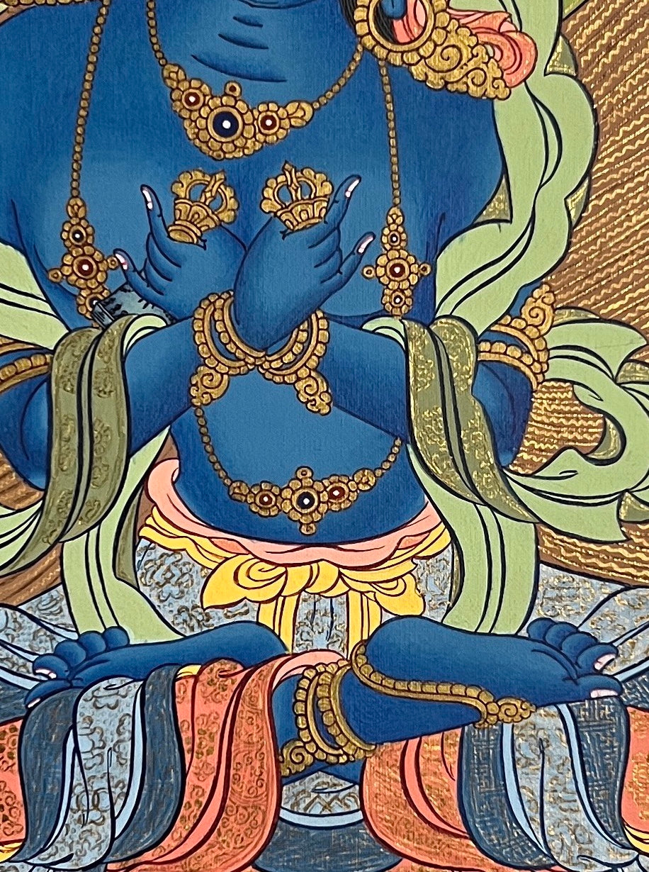 Vajradhara thangka, detail: centre