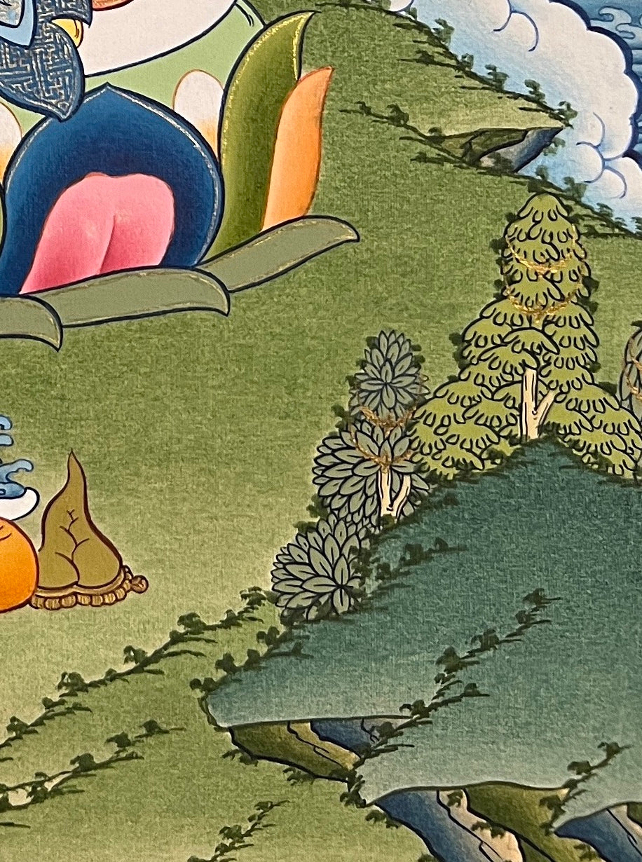 Vajradhara thangka, detail: bottom-right corner