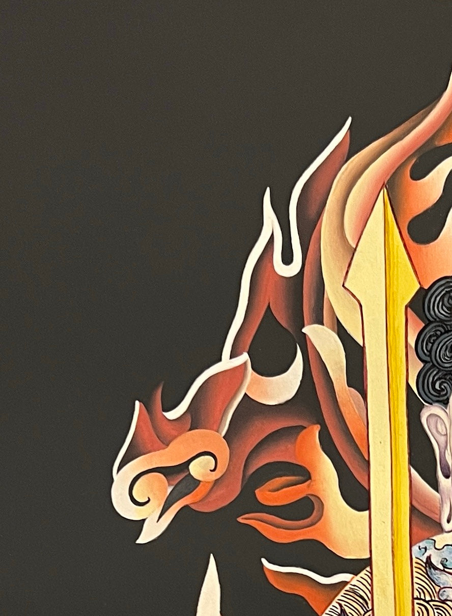 Acala thangka, detail: top-left corner