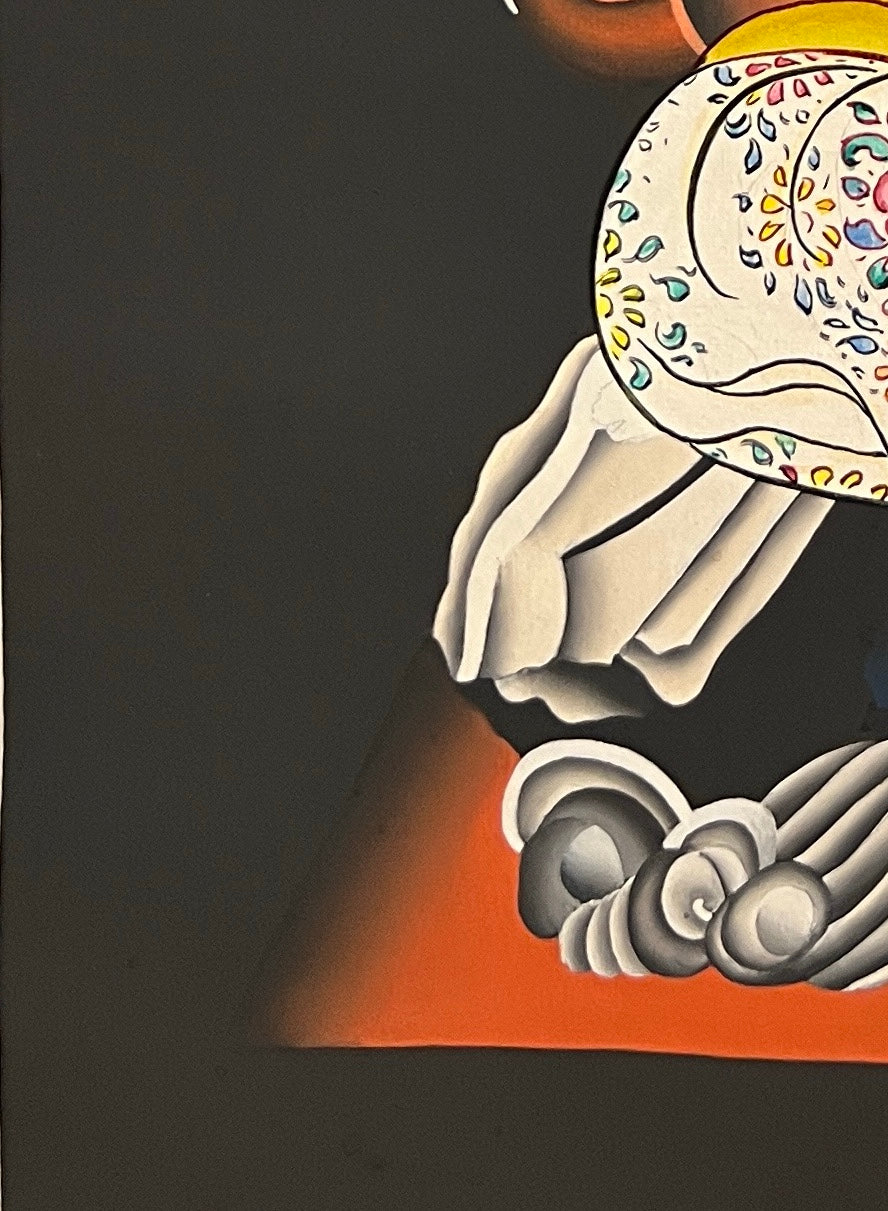 Acala thangka, detail: bottom-left corner