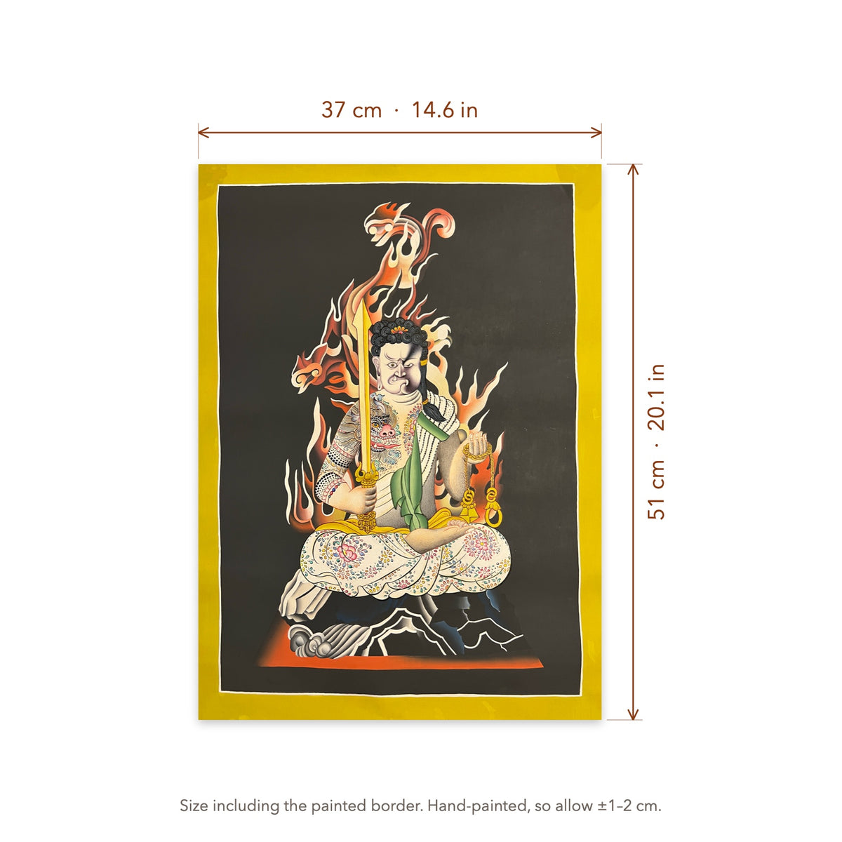 Size diagram: 37 × 51 cm (14.6 × 20.1 in), including the painted border