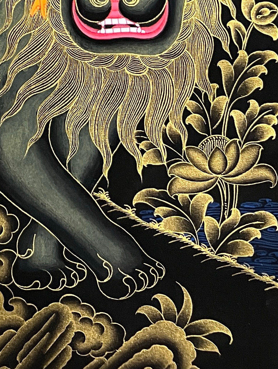 Shiva & Parvati thangka, detail: bottom-right corner