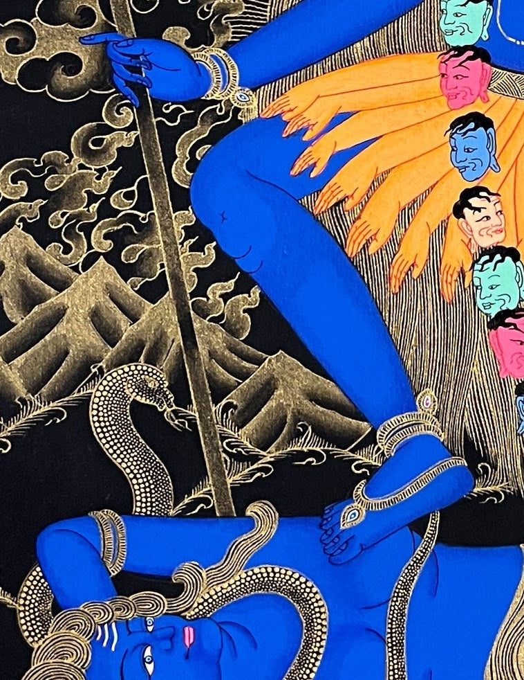 Kali thangka, detail: bottom-left corner