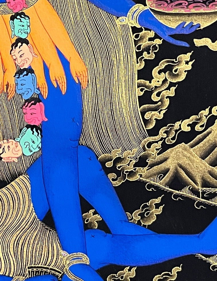 Kali thangka, detail: bottom-right corner