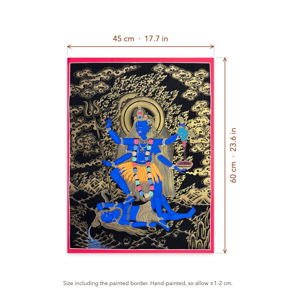 Size diagram: 45 × 60 cm (17.7 × 23.6 in), including the painted border