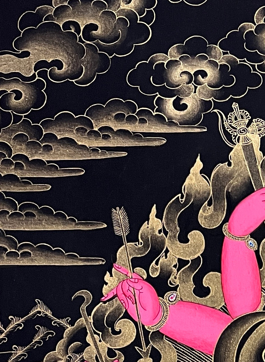 Ganesh thangka, detail: top-left corner