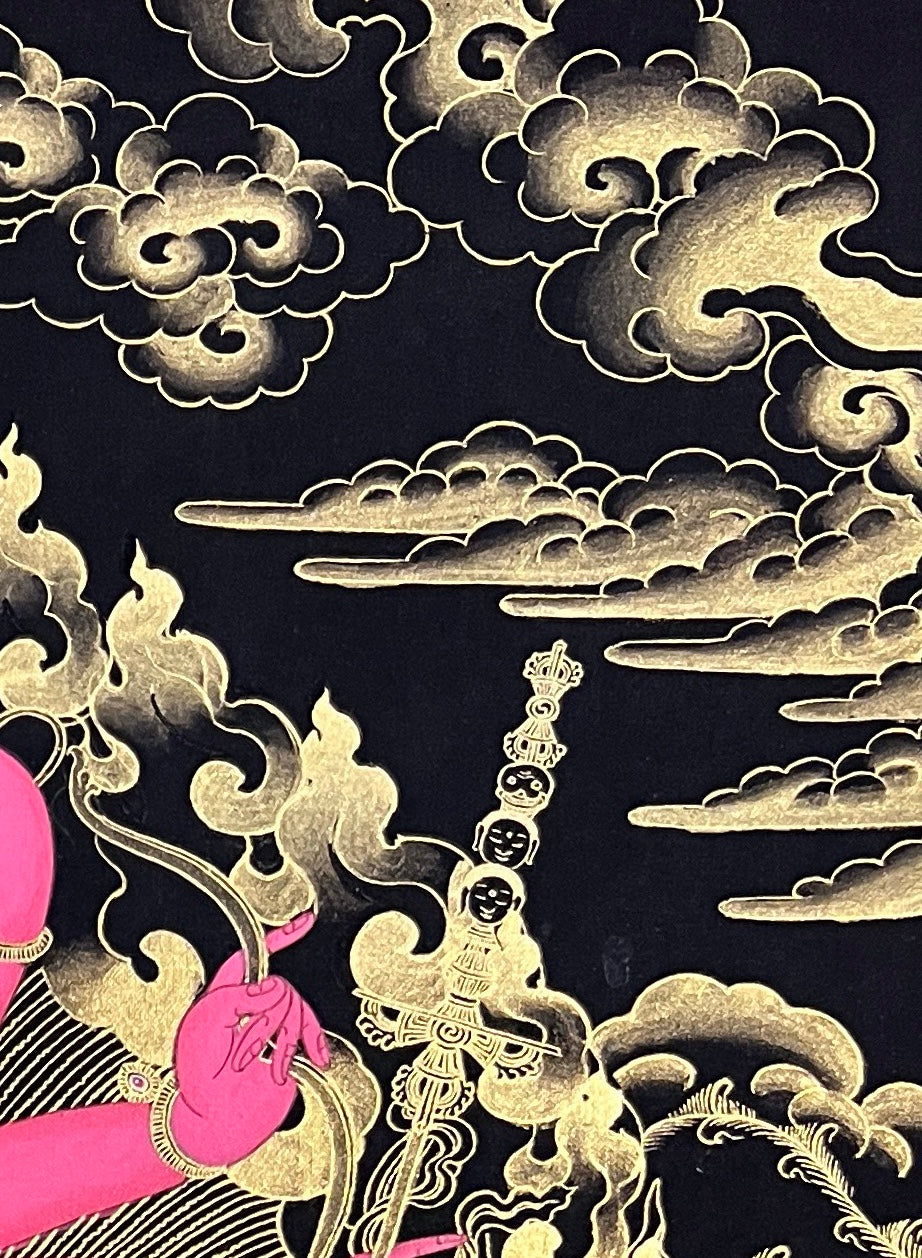 Ganesh thangka, detail: top-right corner