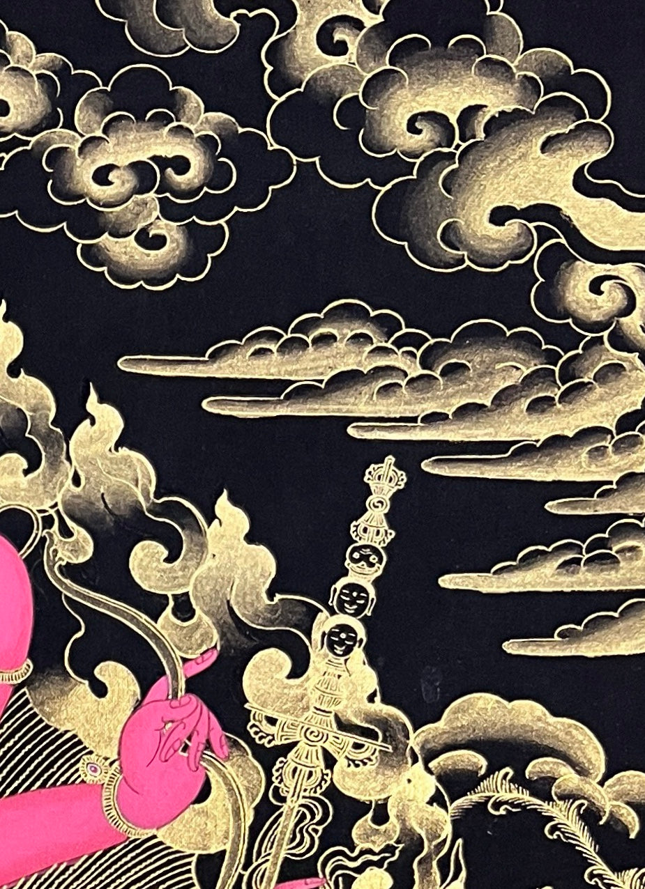 Ganesh thangka, detail: top-right corner