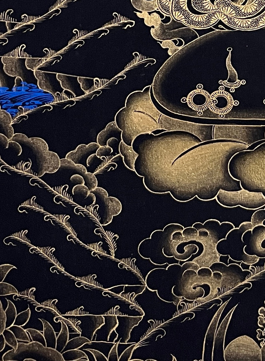 Ganesh thangka, detail: bottom-left corner