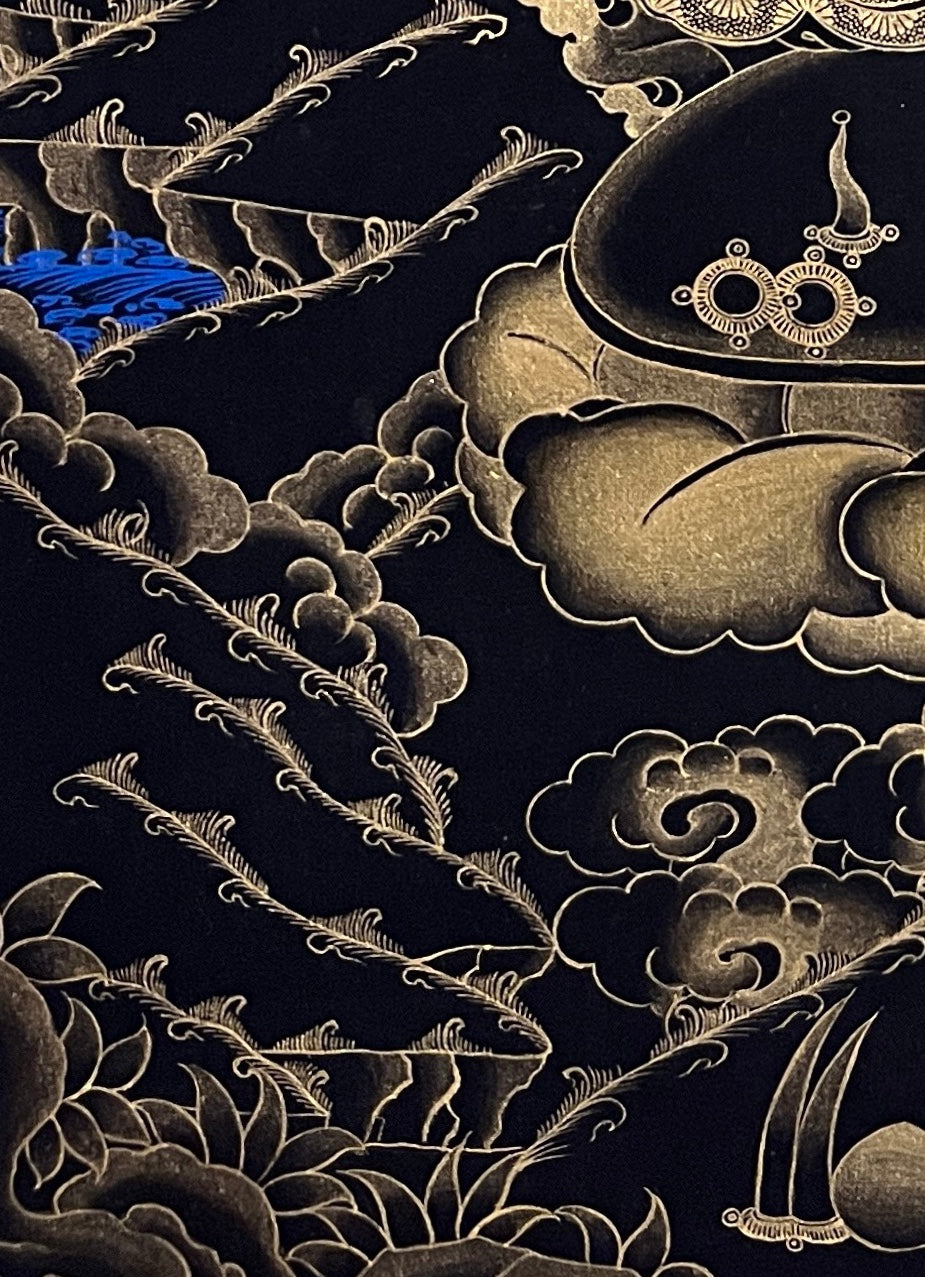 Ganesh thangka, detail: bottom-left corner