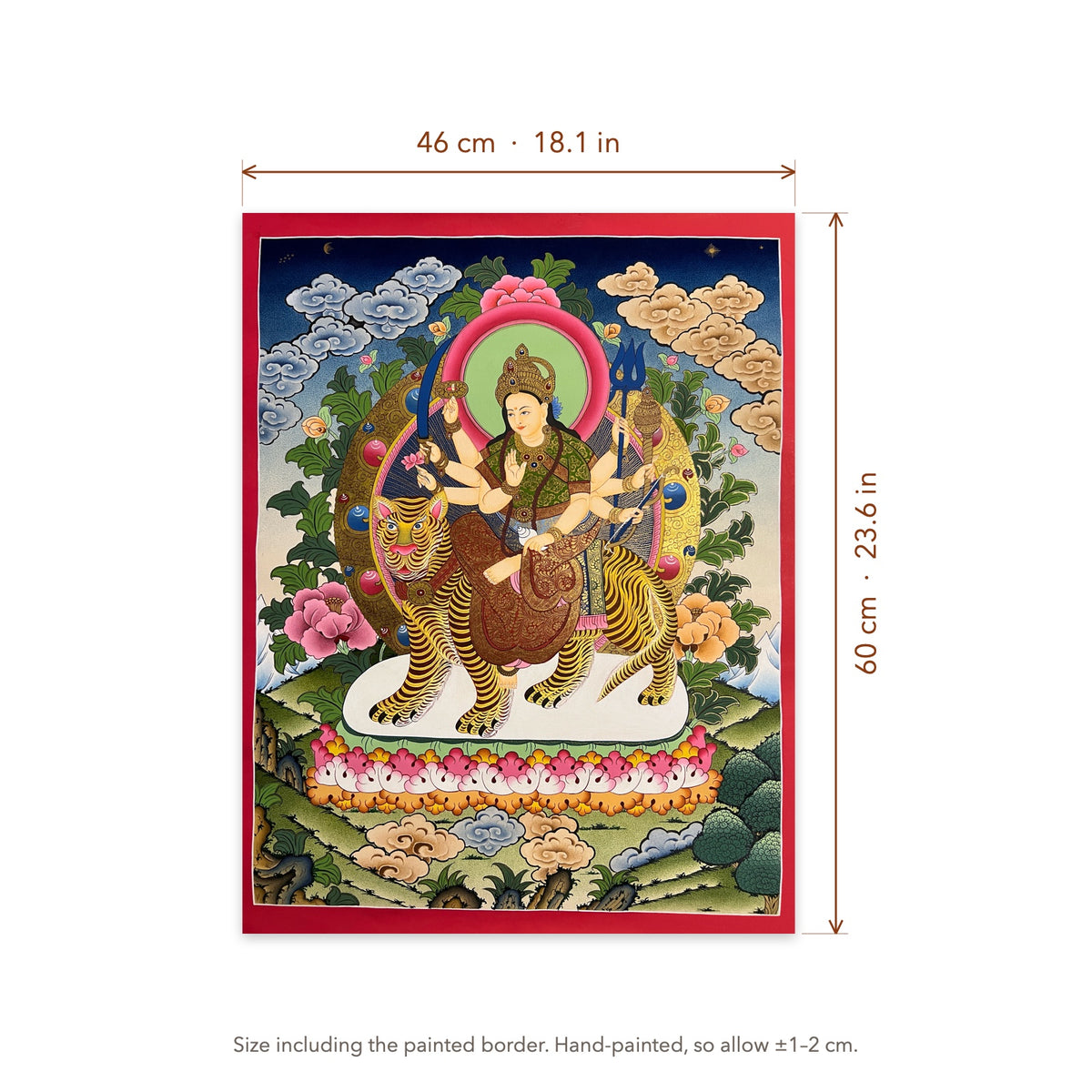 Size diagram: 46 × 60 cm (18.1 × 23.6 in), including the painted border
