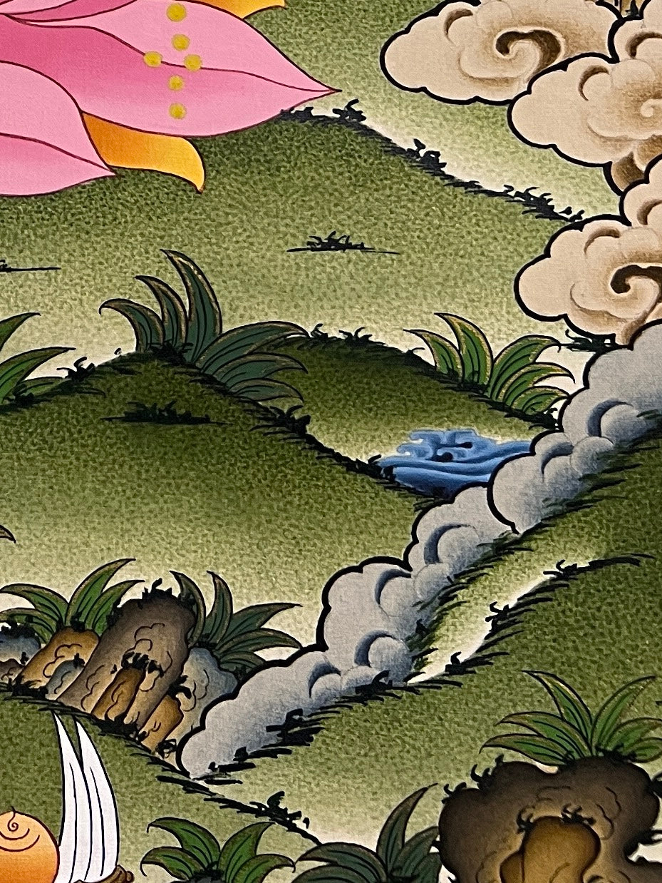 Laxmi thangka, detail: bottom-right corner