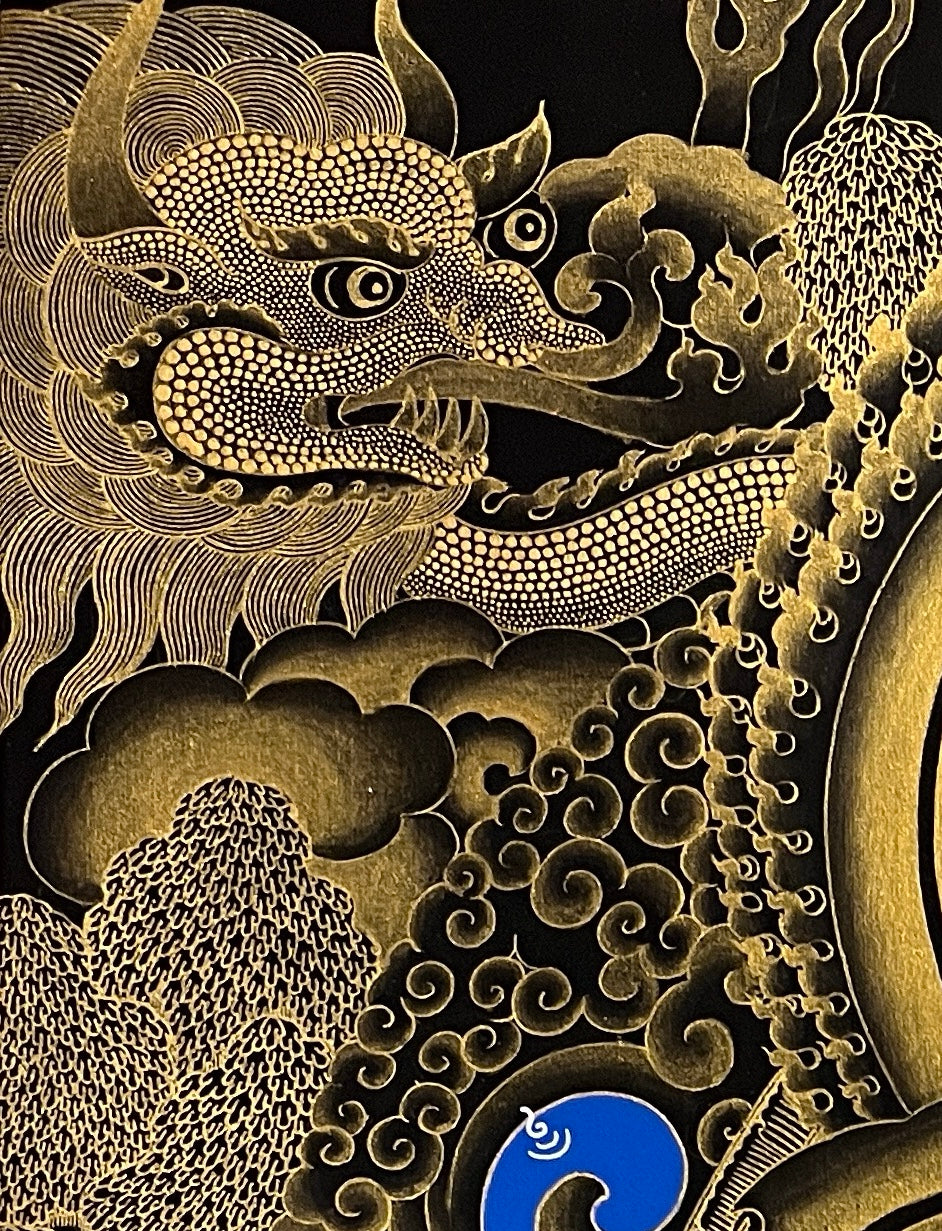 Ganesh thangka, detail: top-left corner