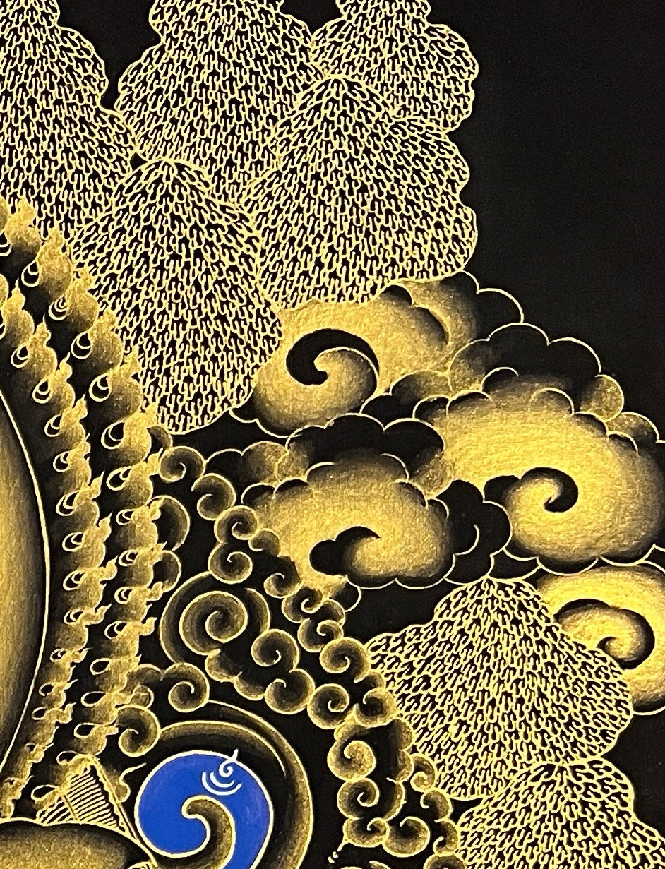 Ganesh thangka, detail: top-right corner