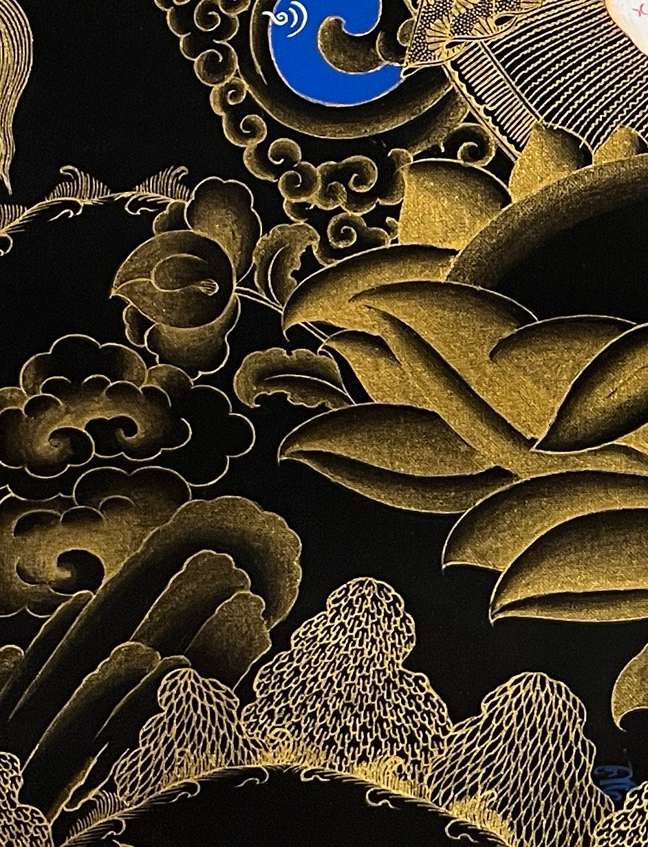 Ganesh thangka, detail: bottom-left corner