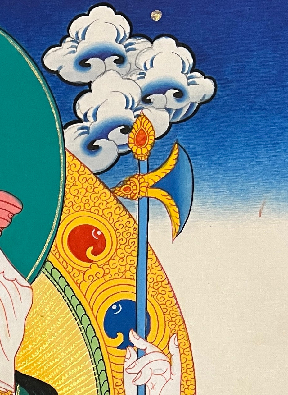 Ganesh thangka, detail: top-right corner