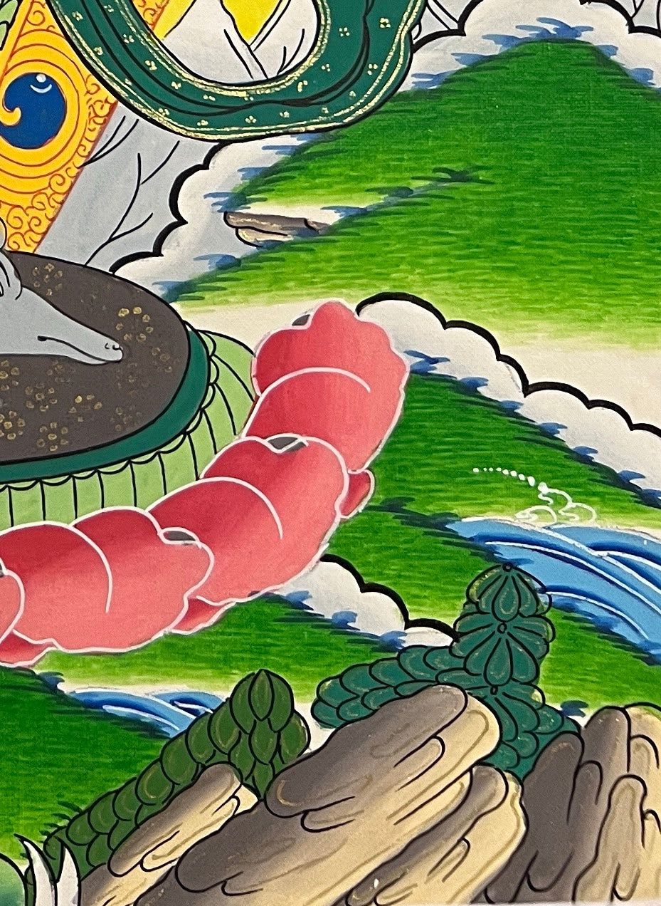 Ganesh thangka, detail: bottom-right corner