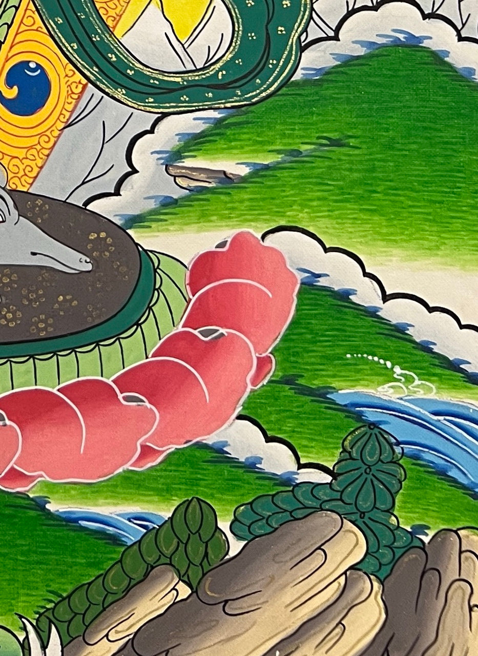 Ganesh thangka, detail: bottom-right corner
