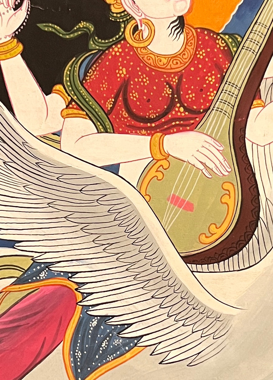 Saraswati thangka, detail: centre