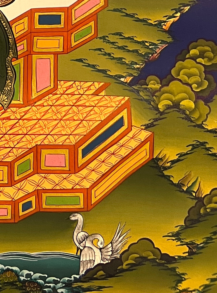 Acala thangka, detail: bottom-right corner