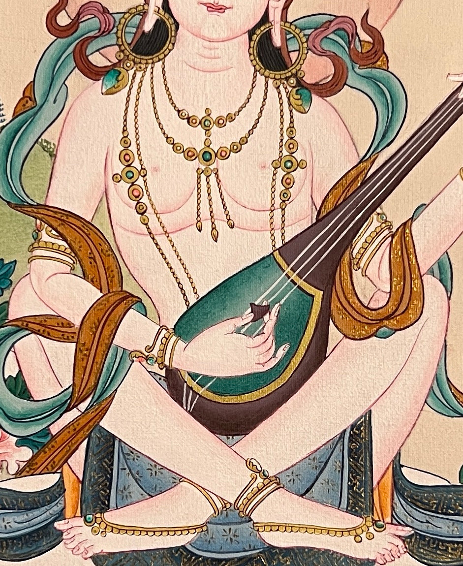 Saraswati thangka, detail: centre