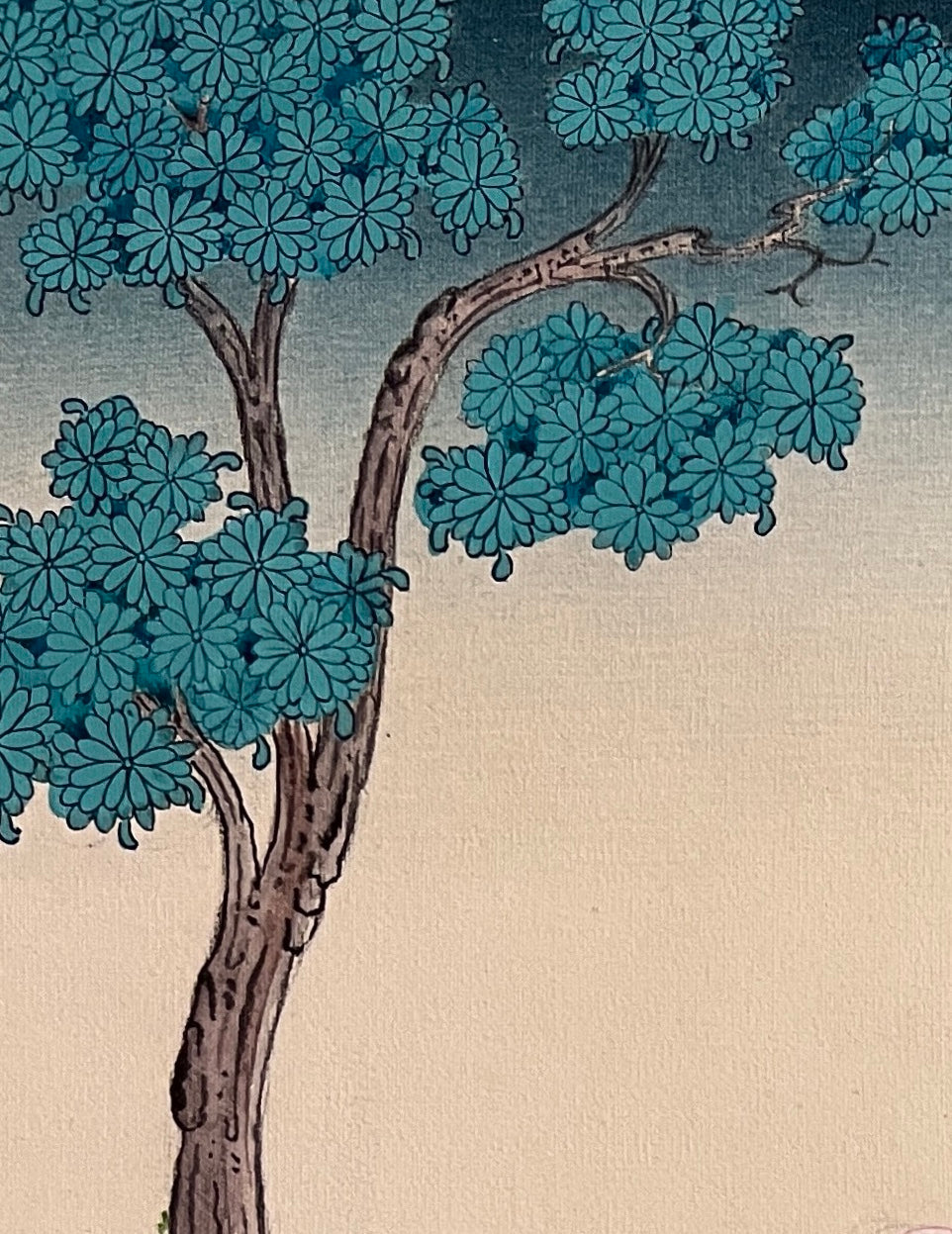Ganesh thangka, detail: top-left corner