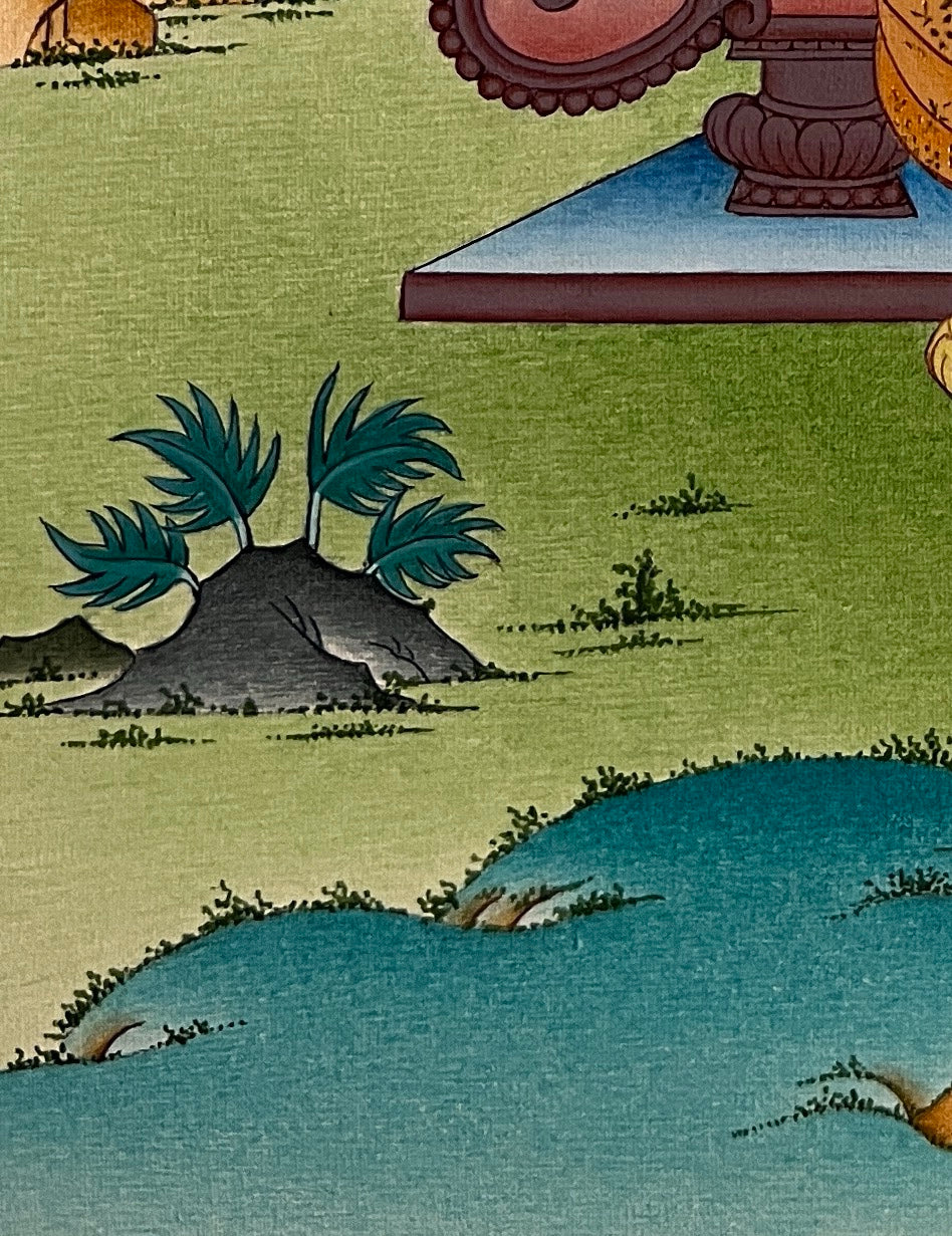 Ganesh thangka, detail: bottom-left corner