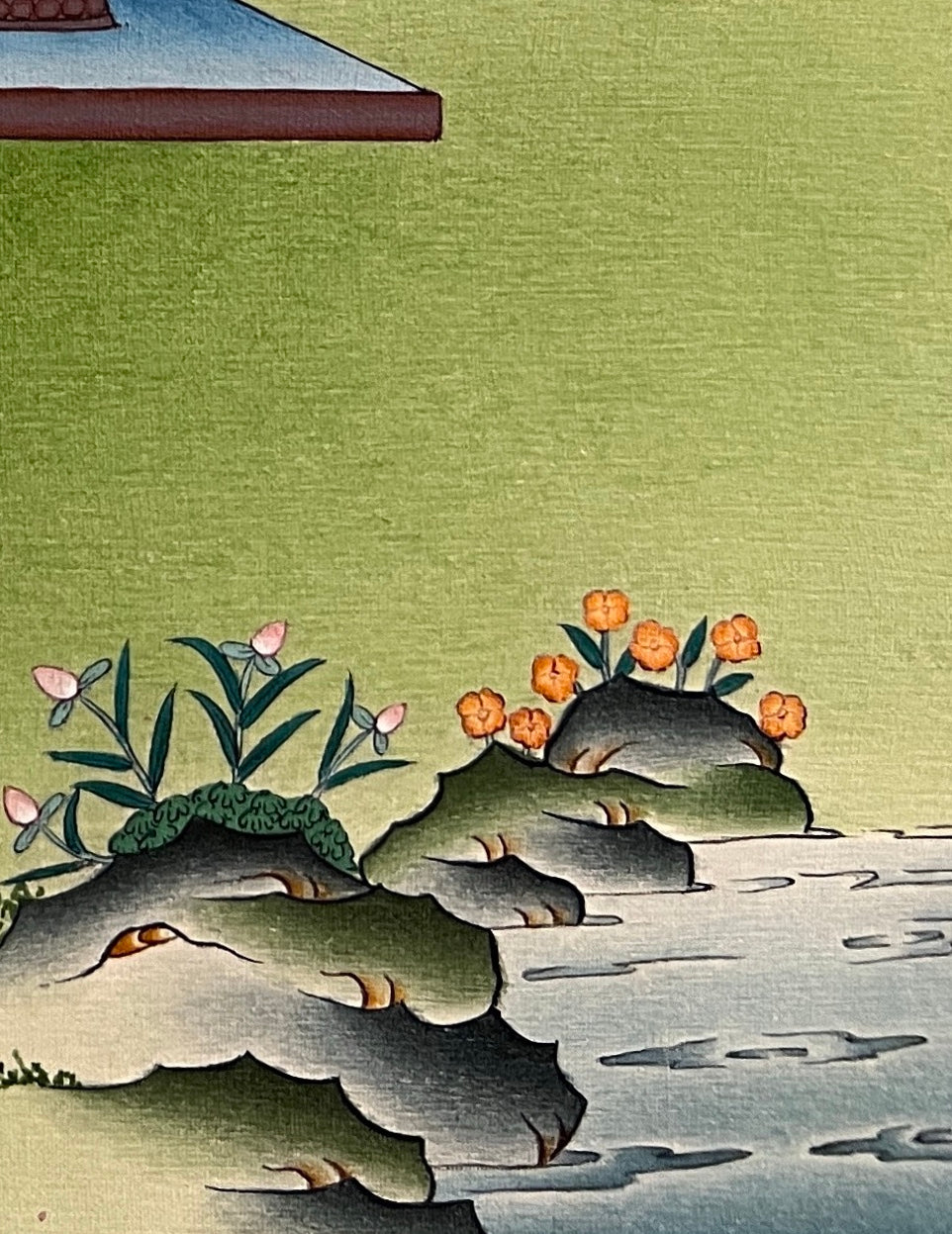Ganesh thangka, detail: bottom-right corner