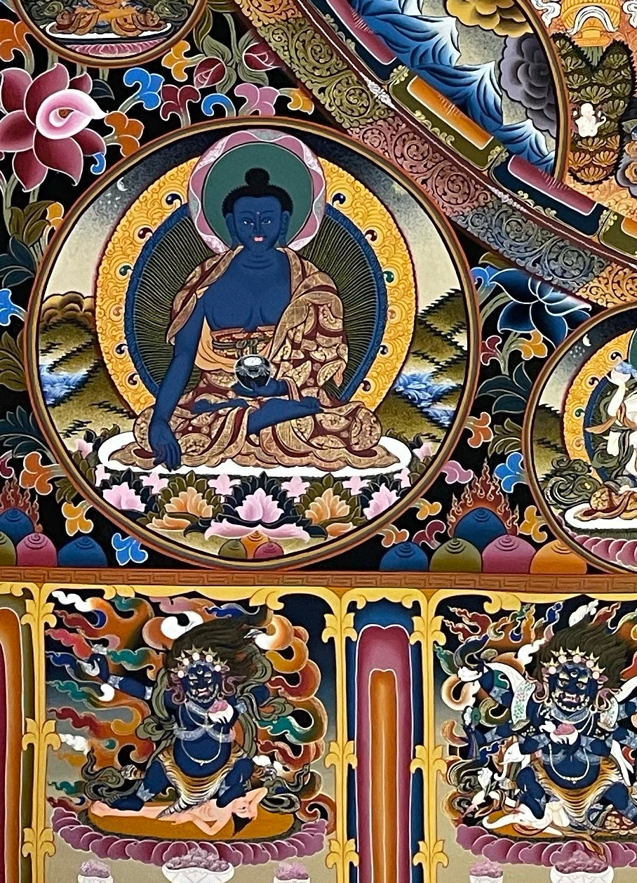 Lokeshwor Mandala thangka, detail: bottom-left corner