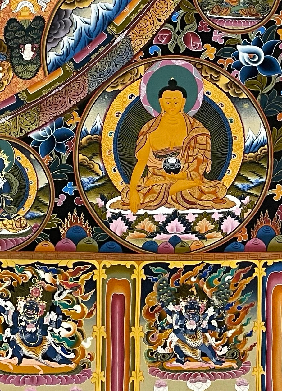 Lokeshwor Mandala thangka, detail: bottom-right corner