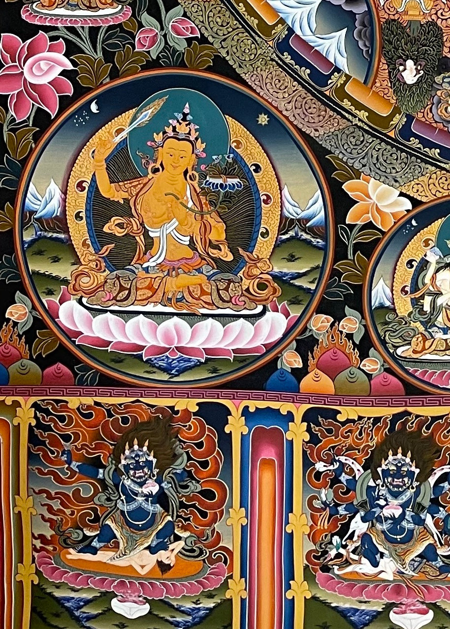 Lokeshwor Mandala thangka, detail: bottom-left corner