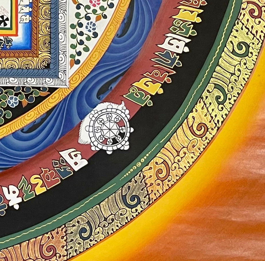 Kalachakra Mandala thangka, detail: bottom-right corner