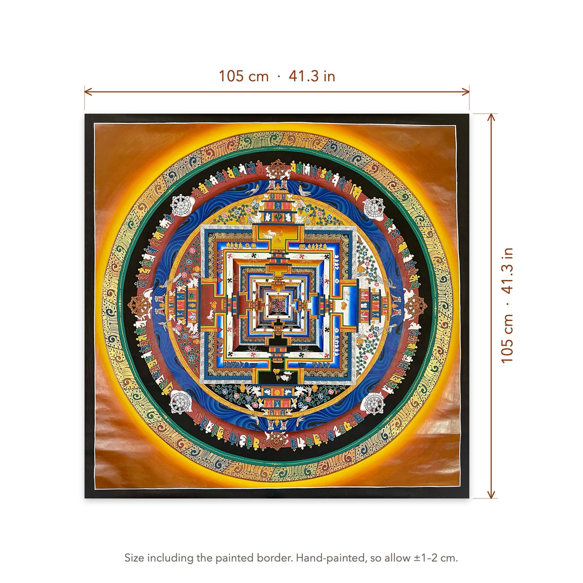 Size diagram: 105 × 105 cm (41.3 × 41.3 in), including the painted border