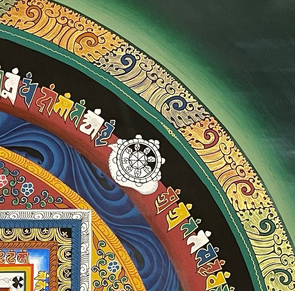 Kalachakra Mandala thangka, detail: top-right corner