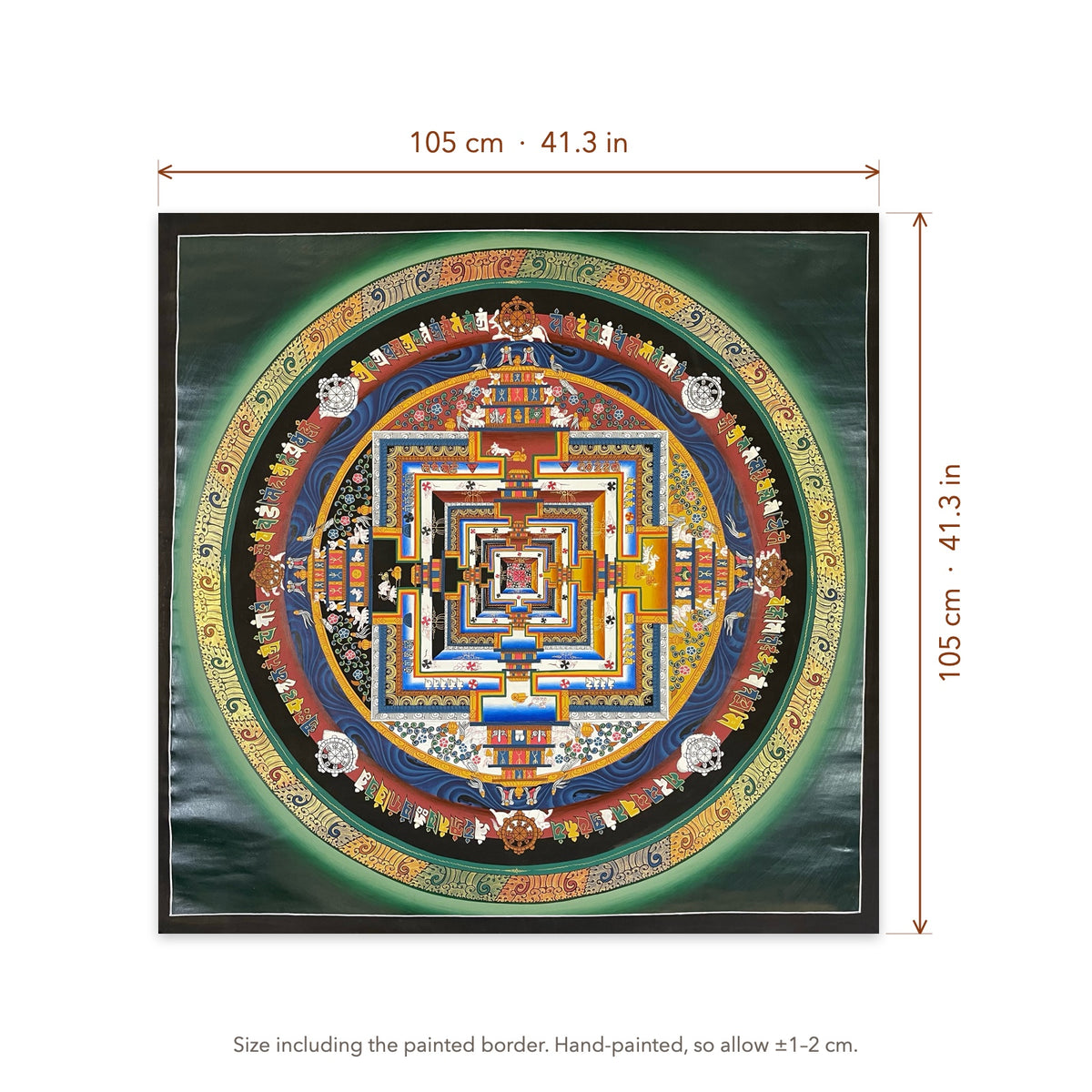 Size diagram: 105 × 105 cm (41.3 × 41.3 in), including the painted border