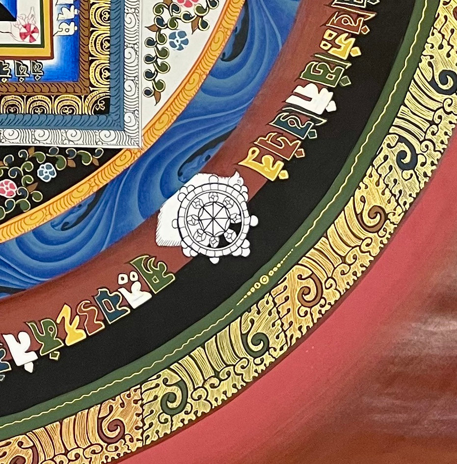 Kalachakra Mandala thangka, detail: bottom-right corner