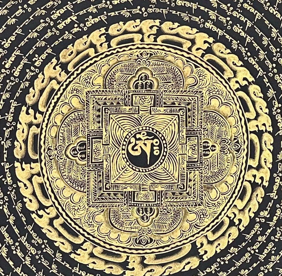 Mantra Mandala thangka, detail: centre