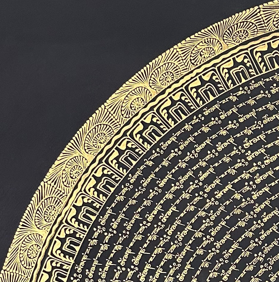 Mantra Mandala thangka, detail: top-left corner