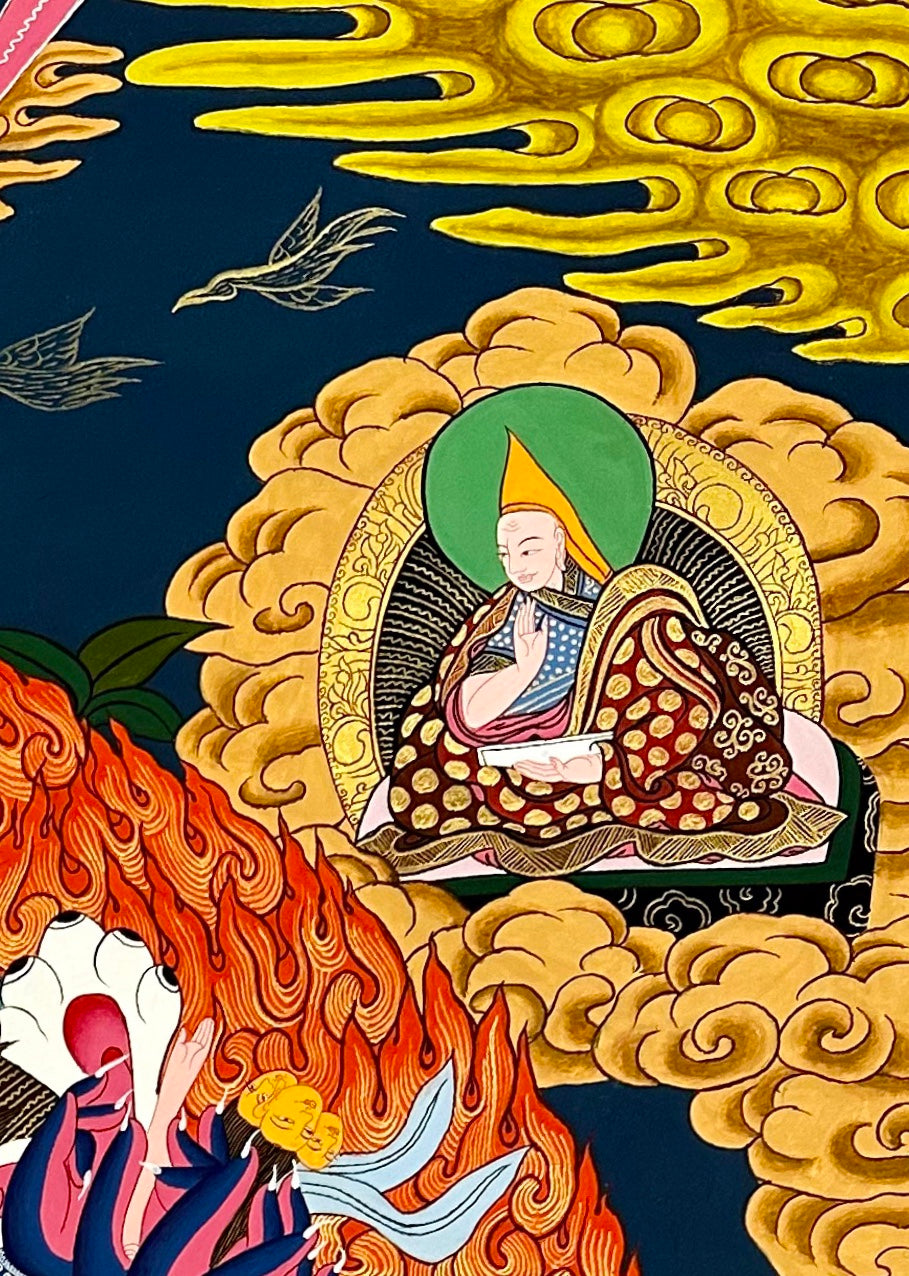 Yamantaka thangka, detail: top-right corner