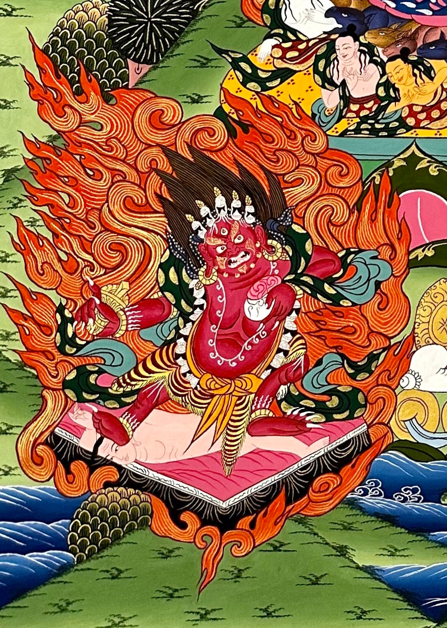 Yamantaka thangka, detail: bottom-left corner