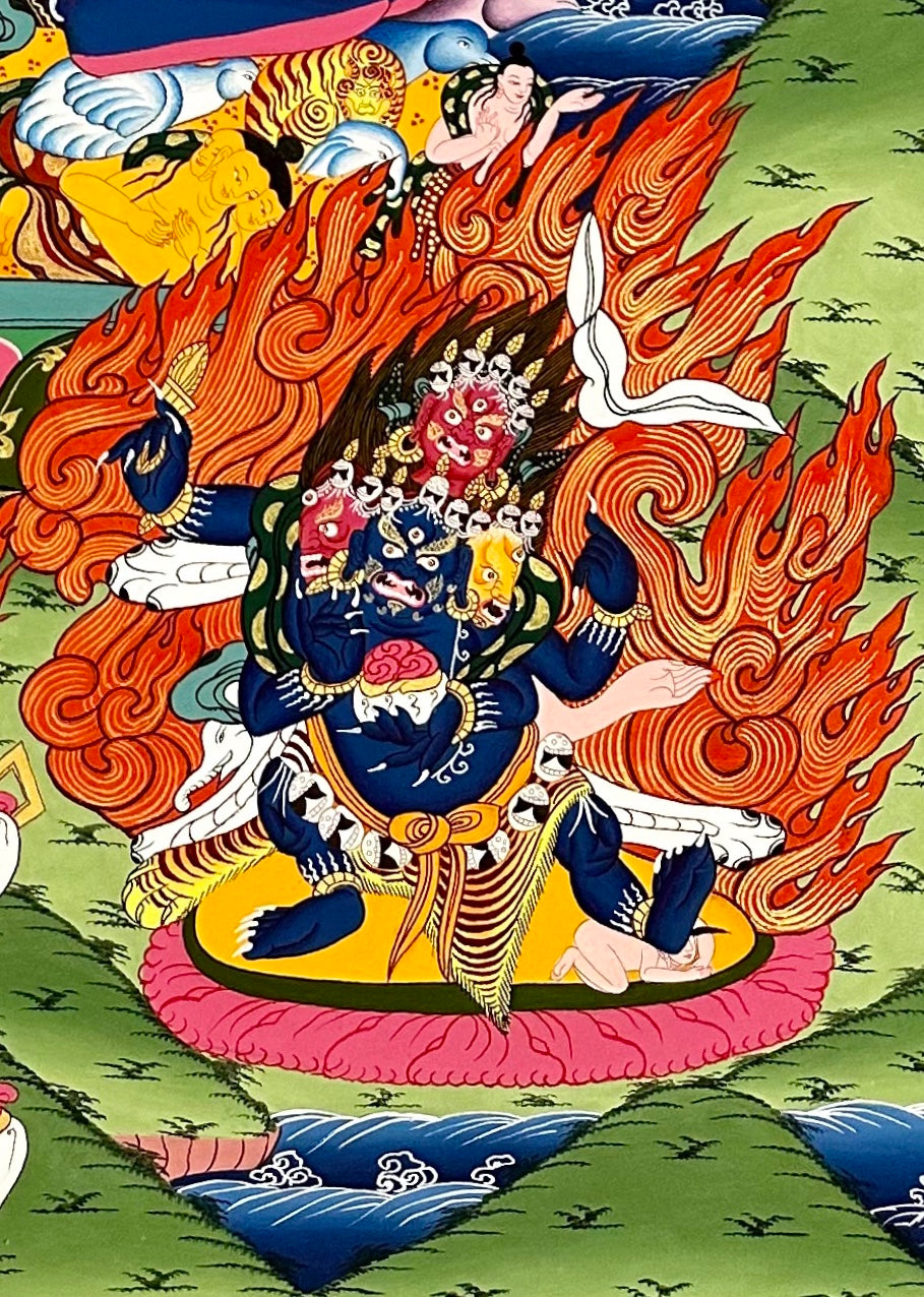 Yamantaka thangka, detail: bottom-right corner
