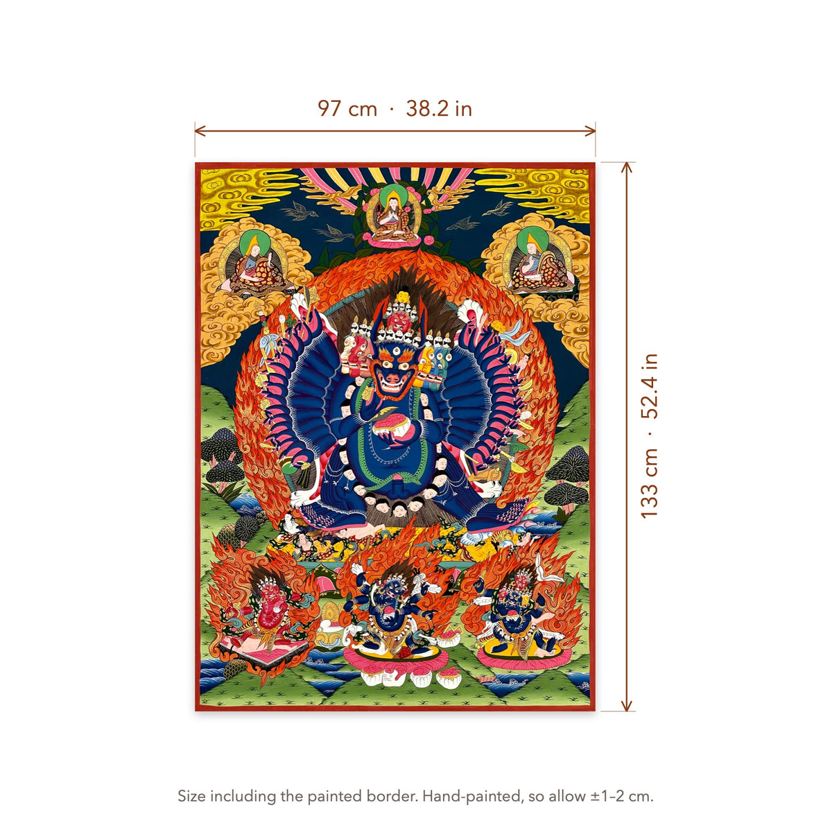 Size diagram: 97 × 133 cm (38.2 × 52.4 in), including the painted border