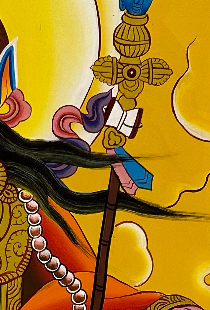 Padmasambhava thangka, detail: top-right corner