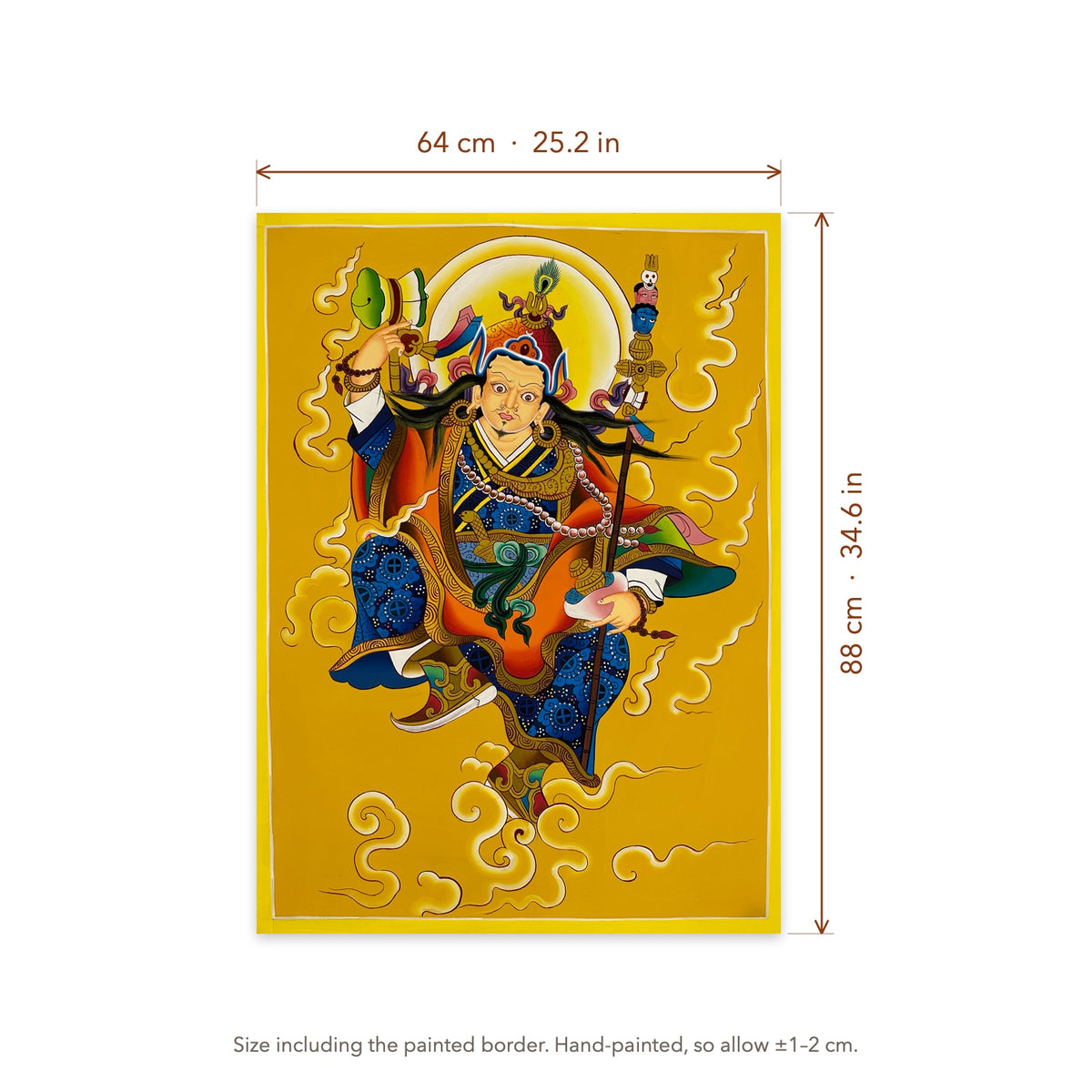 Size diagram: 64 × 88 cm (25.2 × 34.6 in), including the painted border